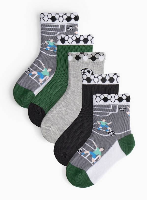Football Print Socks 5 Pack 6-8.5